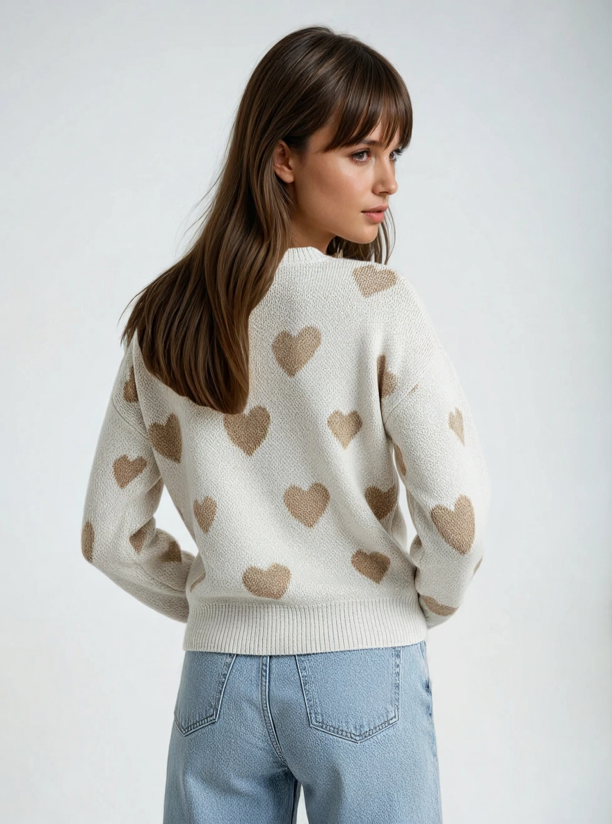 Heart Print Sweater - Jornélla